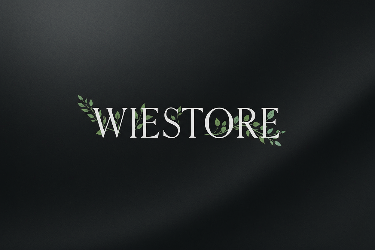 wygeneruj mi tło na stronę z stylowym napisem WIESTORE i 